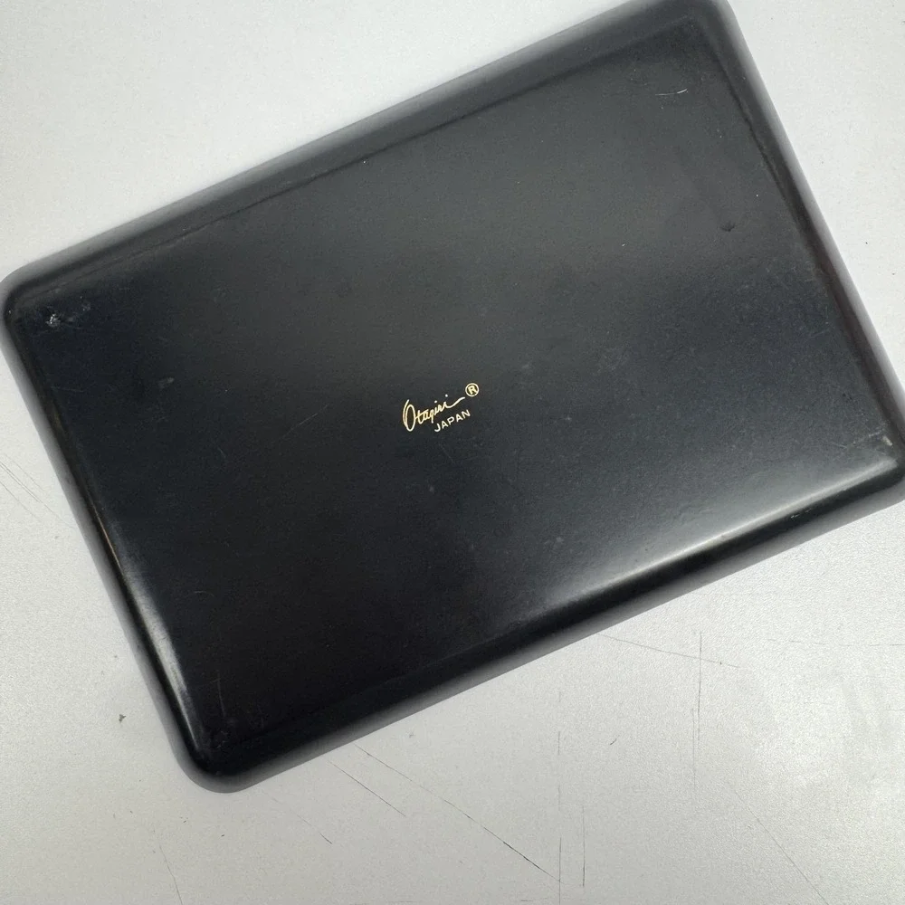 VVtg Otagiri Japan Black Lacquer Tray Iris Floral Gold MCM Serving‎ Trayr